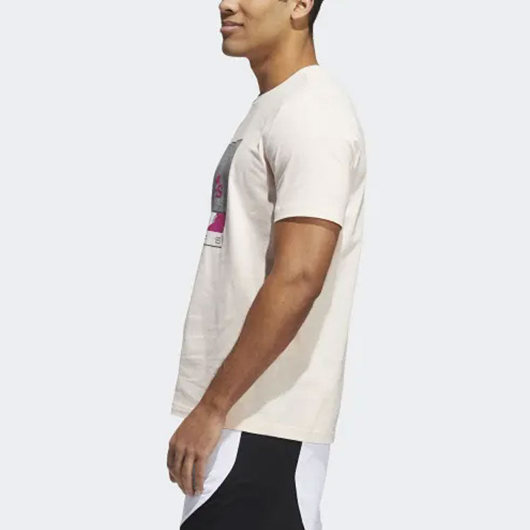 adidas Athleisure Casual Sports Printing Round Neck Short Sleeve Pink GE4521
