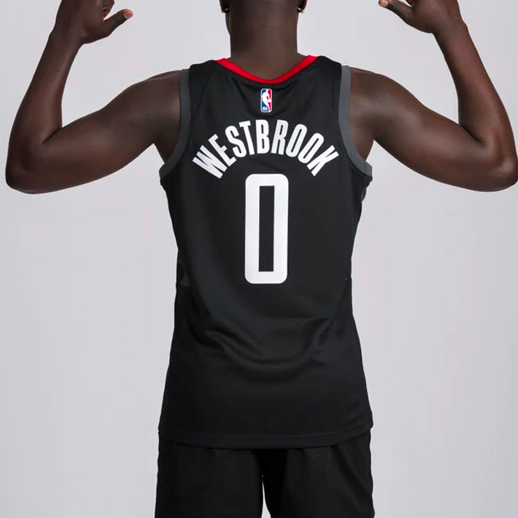 Air Jordan NBA Basketball Sports Jersey SW Fan Edition 20-21 Season Rockets Version Westbrook 0 Black CV9478-010