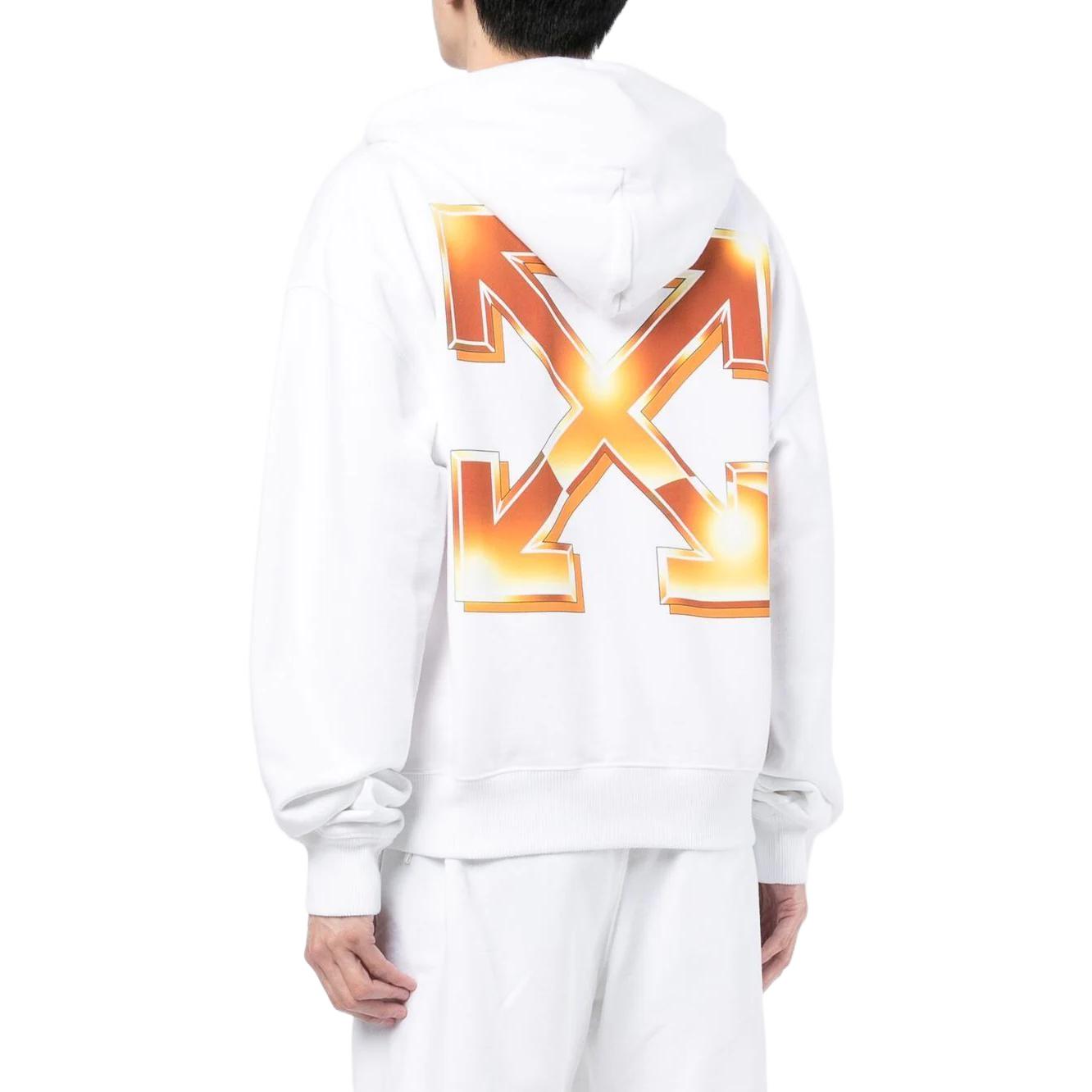 Men's Off-White Logo Printing Pattern Drawstring Hooded Long Sleeves White OMBB037S22FLE0080120WHITE