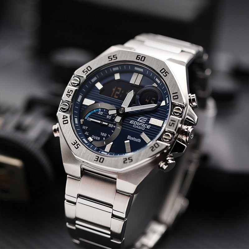 Casio Edifice Waterproof Analog-Digital Watch 'Marine Blue Silver' ECB-10D-2ADF