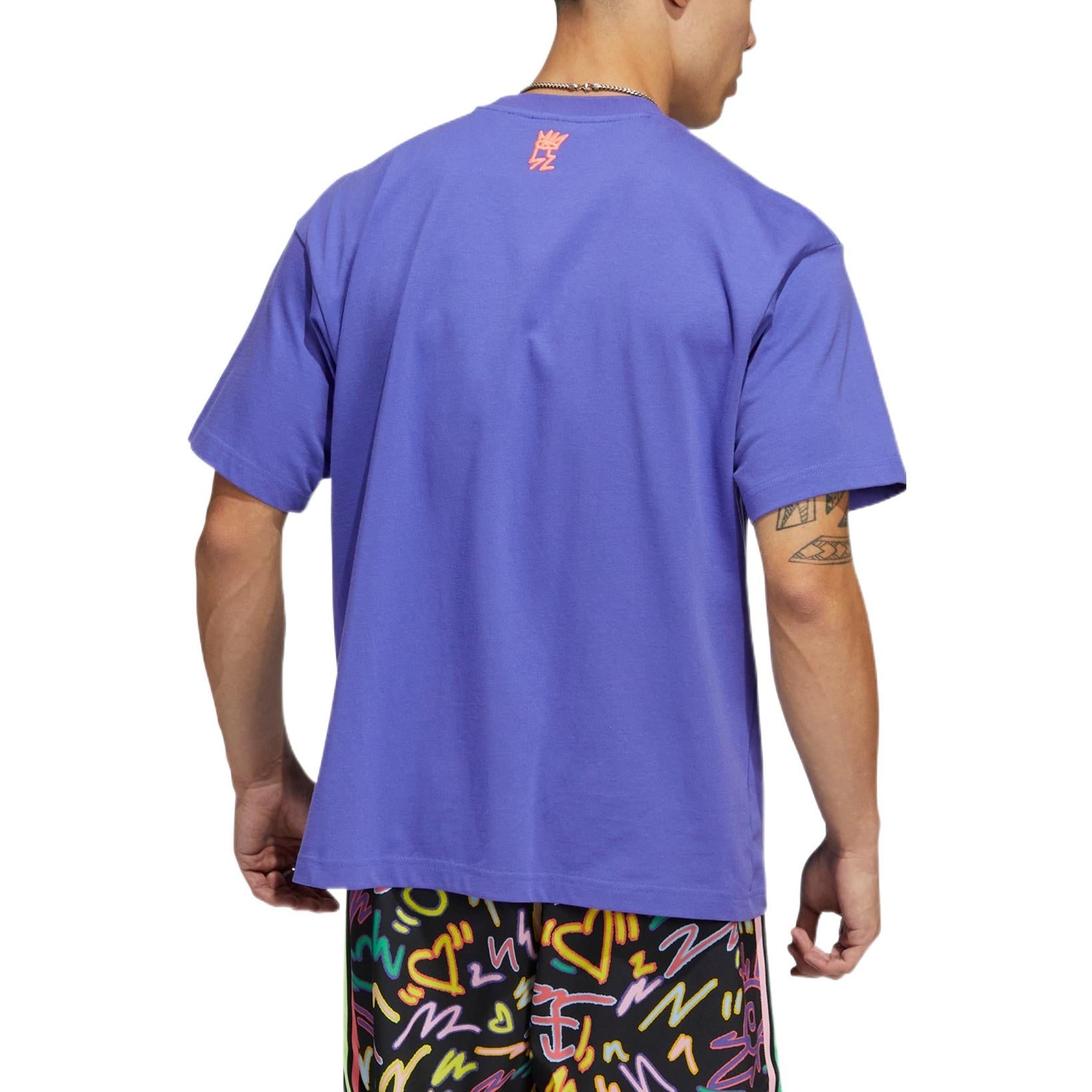 adidas originals Large Logo Alphabet Round Neck Casual Sports Short Sleeve Couple Style Purple HC3077