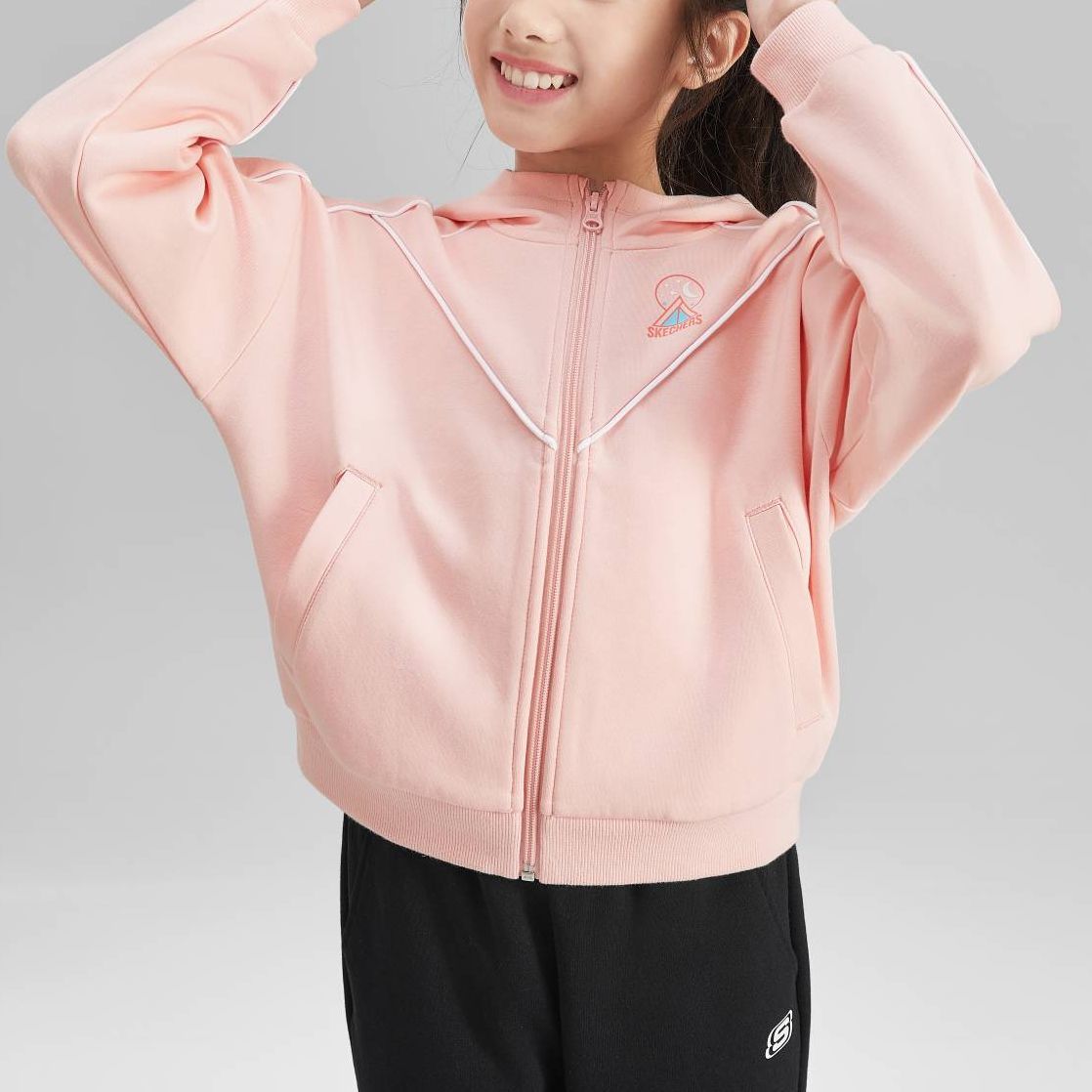 (GS) Skechers Casual Series Letter Printed Knitted Jacket 'Pink' L323G043-01UJ