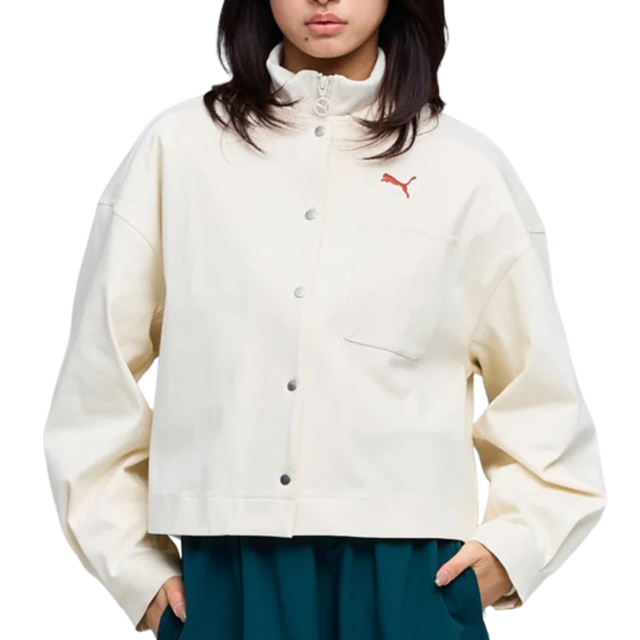 (WMNS) PUMA ESS Elevated Denim-Like Jacket 'Alpine Snow' 693762-87