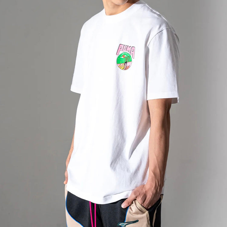 PUMA Back Pattern Printing Short Sleeve White 597337-02