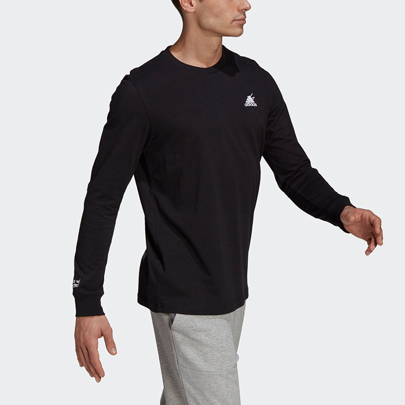 adidas Scribble Ls M Athleisure Casual Sports Logo Round Neck Long Sleeves Black GN6853