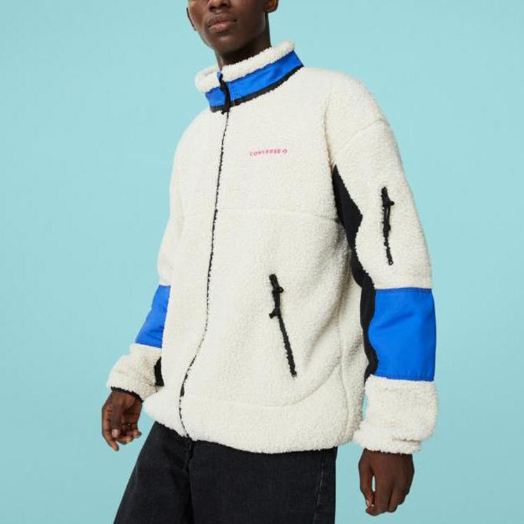 Converse Sherpa Jacket Polar Fleece Stay Warm Colorblock Casual Stand Collar 10018039-101