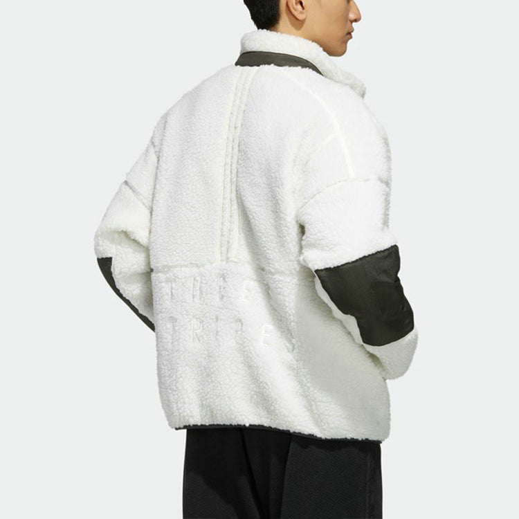 adidas M S2s Boa Jkt lamb's wool Stay Warm Sports Stand Collar Jacket White ED1922