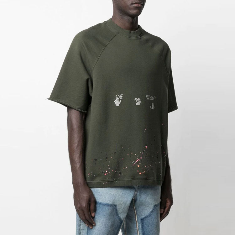 Off-White SS21 Logo Short Sleeve Loose Fit Green OMBA050S21FLE0025701