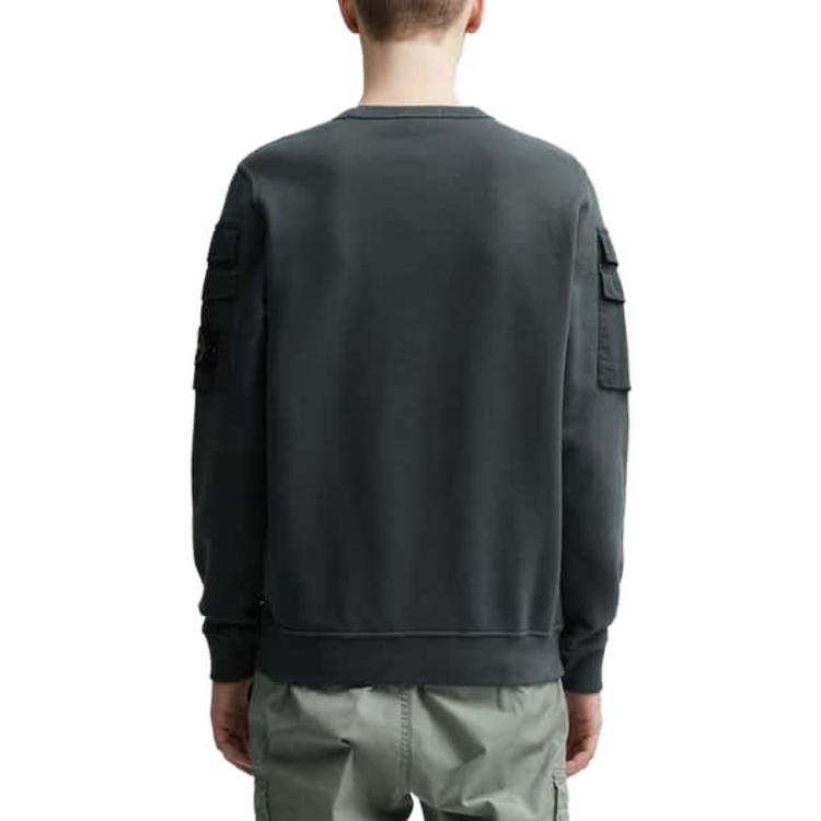 STONE ISLAND Sleeve Pockets Crewneck 'Lead Grey' 791560577-V0062