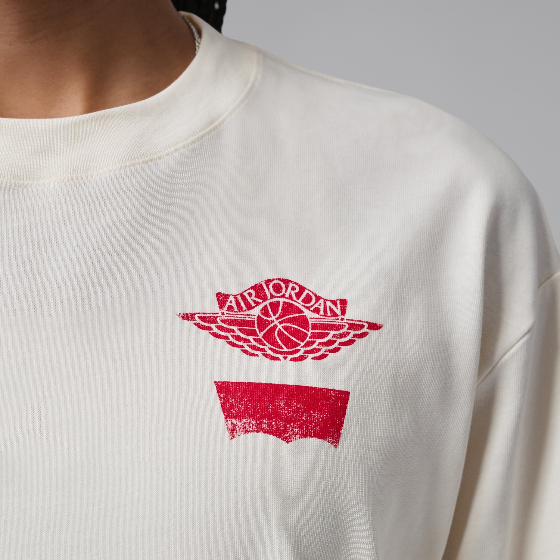 Air Jordan x Levi's Long Sleeve T-Shirt 'Beige Red Grey' IM6731-110