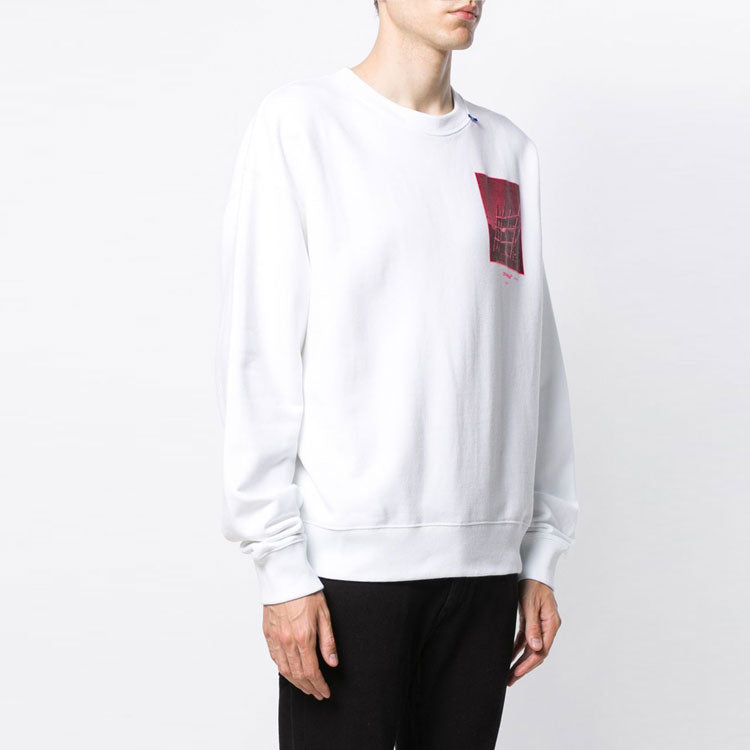 Off-White Diag Unf Inished Cotton Mens Loose Sweater OMBA035E19E300090128
