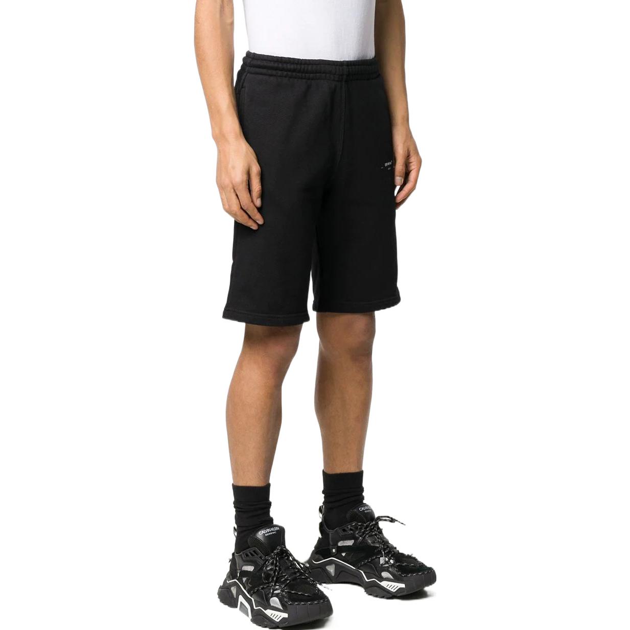 Men's Off-White Logo Solid Color Casual Shorts Version Black OMCI006R20D250171001