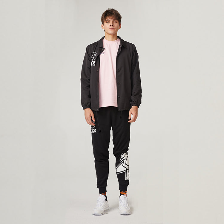 PJs Vigor Surf Alphabet Series Printing Coach Jacket Unisex Black 20SSJK1010-P