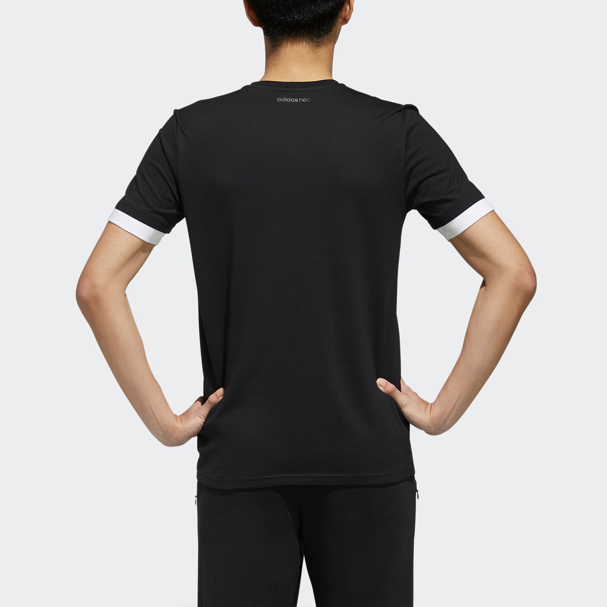 adidas neo Cs Verbiage T Stripe Causual Sports Round Collar Male Black EI4530