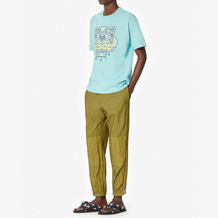 Men's KENZO Tiger Head Printing Cotton Short Sleeve Blue FA5-5TS5114YO-60