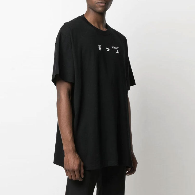 Off-White SS21 Casual Alphabet Printing Short Sleeve Loose Fit Black OMAA038S21JER0121050