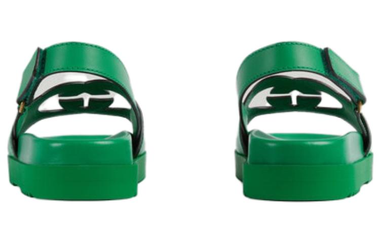 (WMNS) Gucci Interlocking G Leather Sandals 'Green' 738687-US000-3727