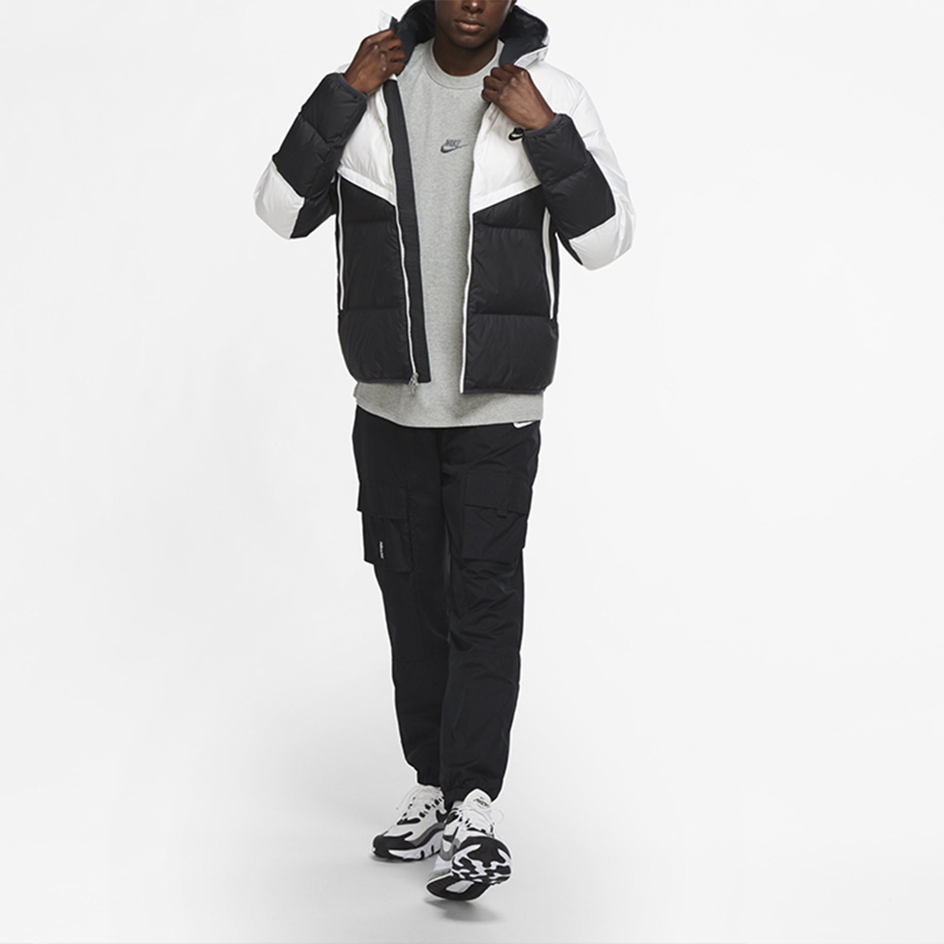 Nike Sportswear Down-Fill Windrunner hooded Stay Warm Splicing Casual Down Jacket White CU4405-100