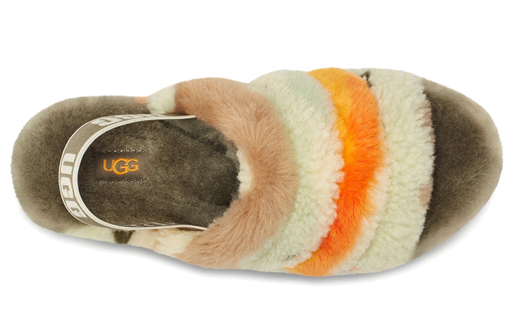 (WMNS) UGG Fluff Yeah Slide Cali Collage 'Olive Green' 1118164-OLV