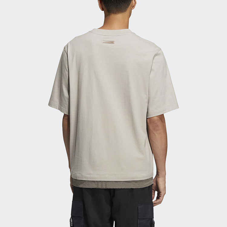 Men's adidas originals Im Ss Tee Chest Cotton Round Neck Sports Short Sleeve College Silver Gray T-Shirt HE6617