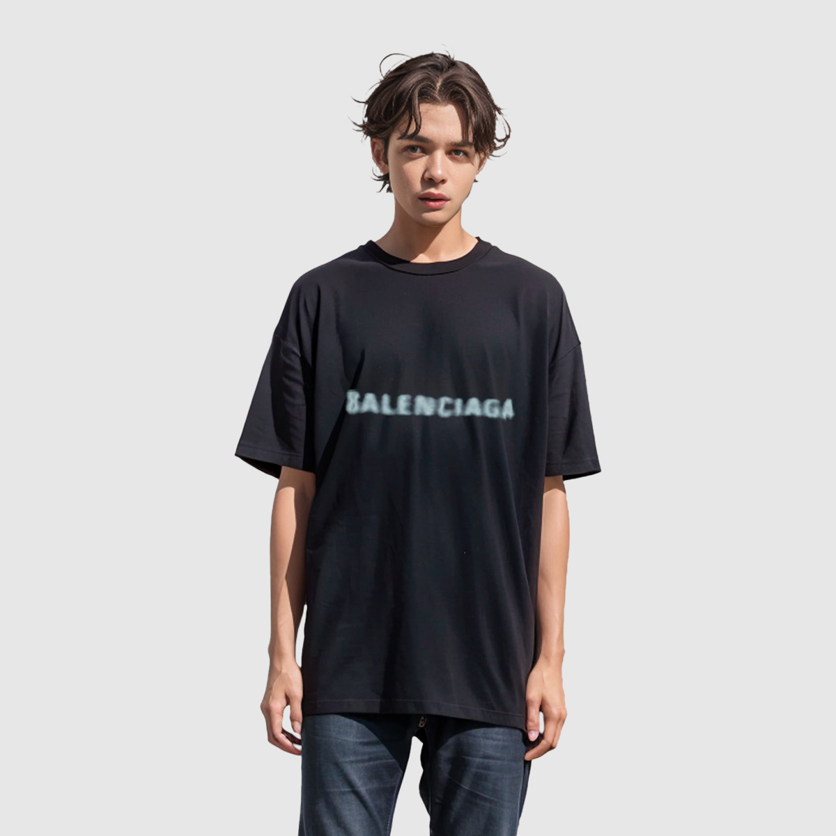 Balenciaga Blurred Logo T-Shirt 'Black Blue' 661705TKVD51070