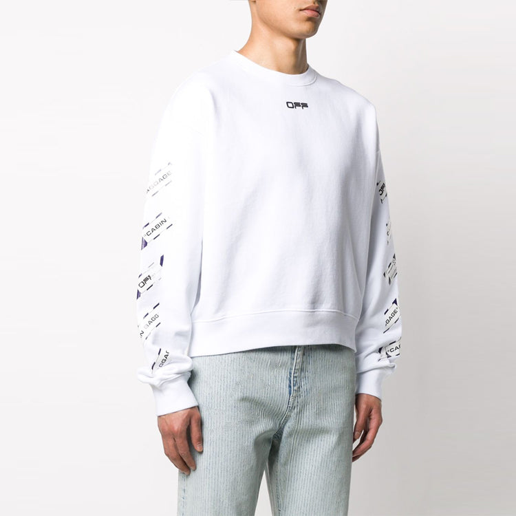 Men's Off-White SS22 Back Arrow Printing Round Neck Long Sleeves Loose Fit White OMBA035S20E300030188