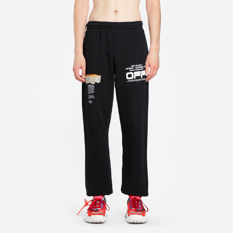 Off-White SS20 Wavy Logo Track Pants For Men Black OMCH020R20E300041001