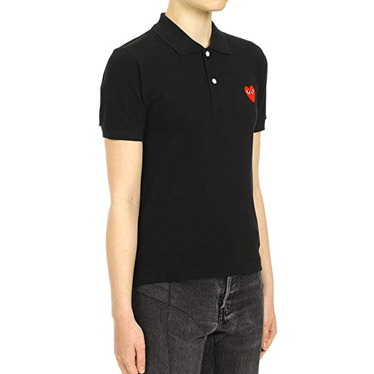 (WMNS) COMME des GARCONS PLAY Polo Red Emblem 'Black' AZ-T005-051-1