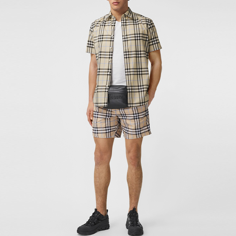 Men's Burberry SS21 Logo Plaid Loose Shirt 80386641