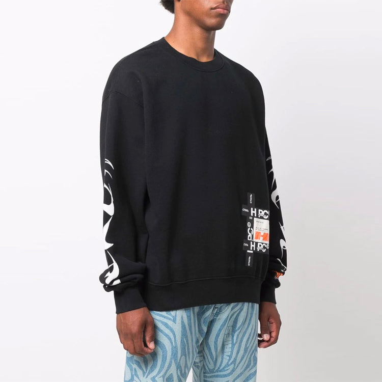HERON PRESTON HP Brush Crewneck Sweatshirt 'Black White' HMBA016F21JER0051001