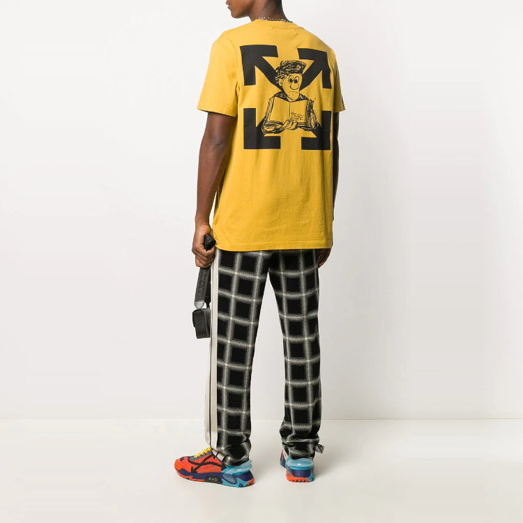 Off-White Printing Round Neck Short Sleeve Yellow OMAA027F20FAB0081610