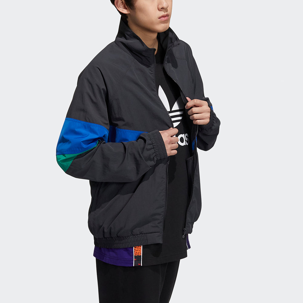 adidas originals Ts Track Top Contrast Color Stitching Pattern logo Sports Jacket Black HF5942