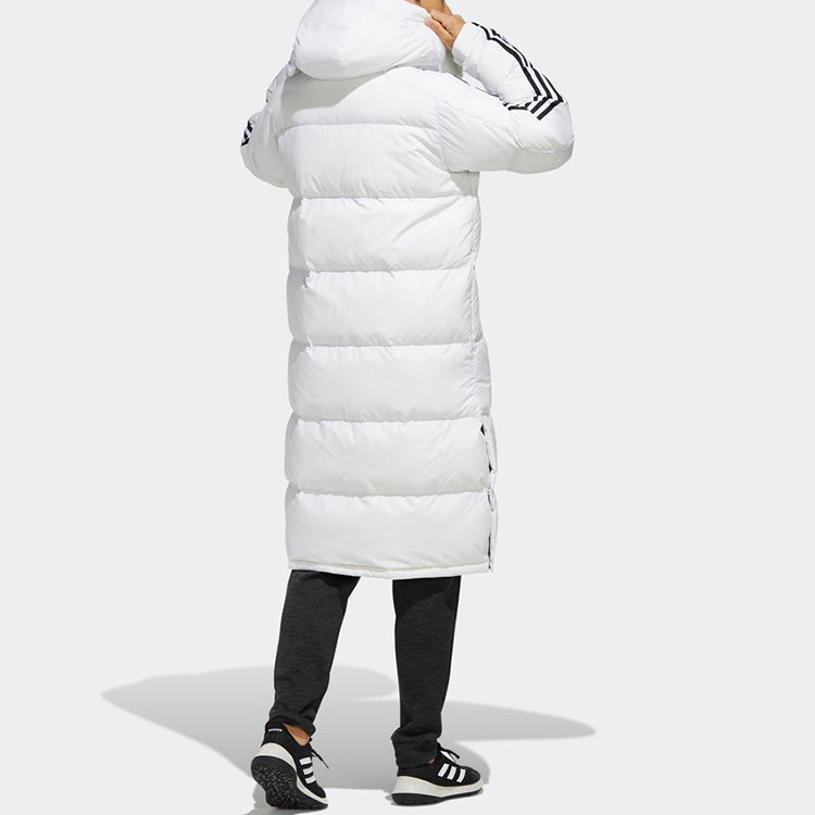 adidas 3st Long Parka Stay Warm Solid Color mid-length hooded down Jacket White EH3991