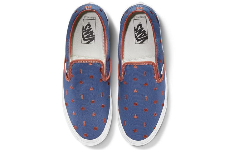 Vans OG SLIP-ON LX Shoe Geometry Pattern Casual Skateboarding Shoes Blue VN0A3AV7VZE