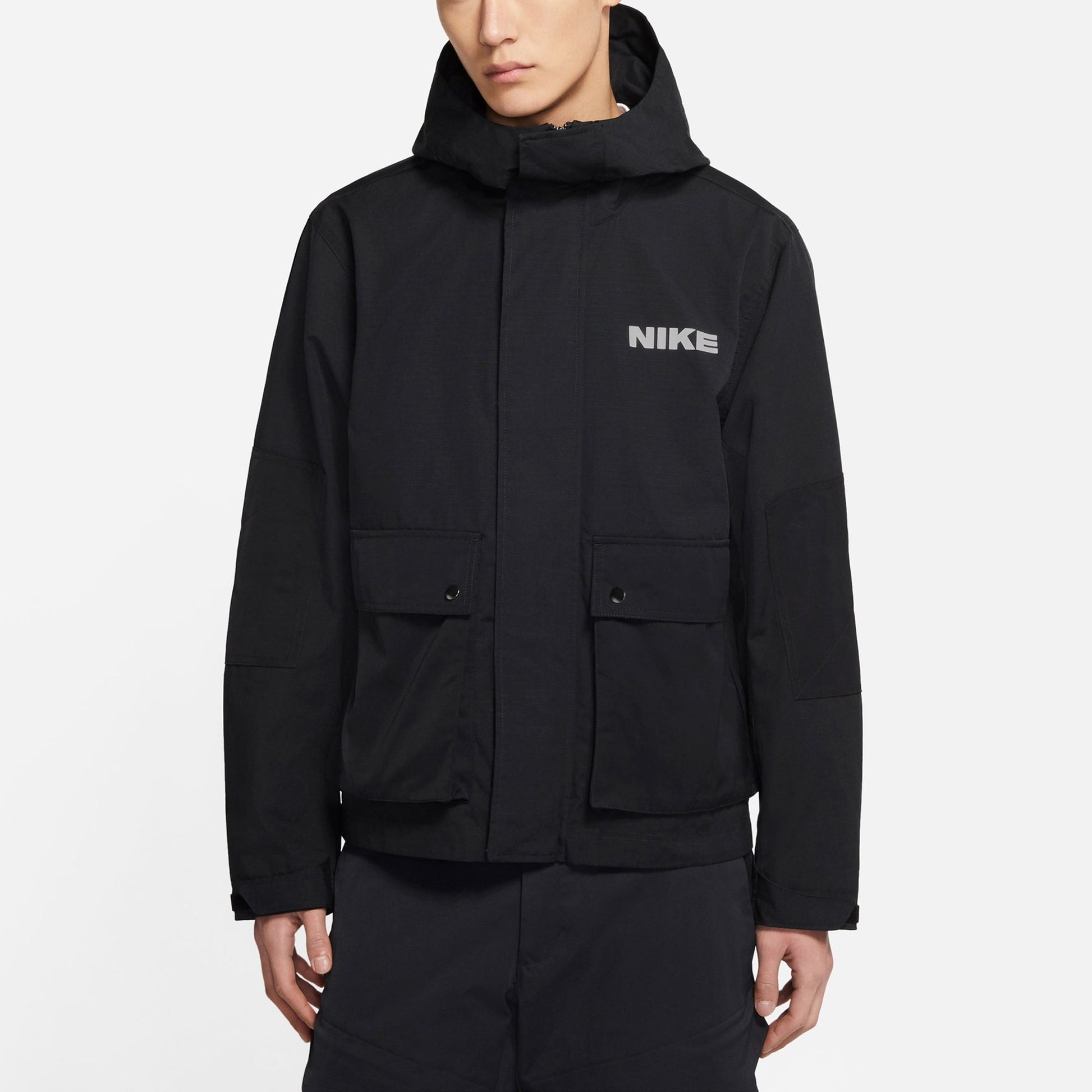 Nike Sportswear City Made Multiple Pockets Logo Sports Woven Hooded Jacket Black DA0078-010