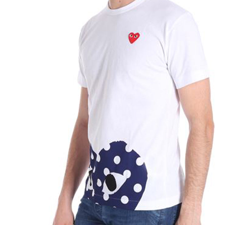 COMME des GARCONS PLAY Polka Dot Half Heart Logo Tee 'White Navy' AZ-T236-051-1