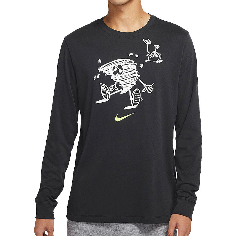 Men's Nike Training Athleisure Casual Sports Long Sleeves Round Neck Black T-Shirt DM5693-045