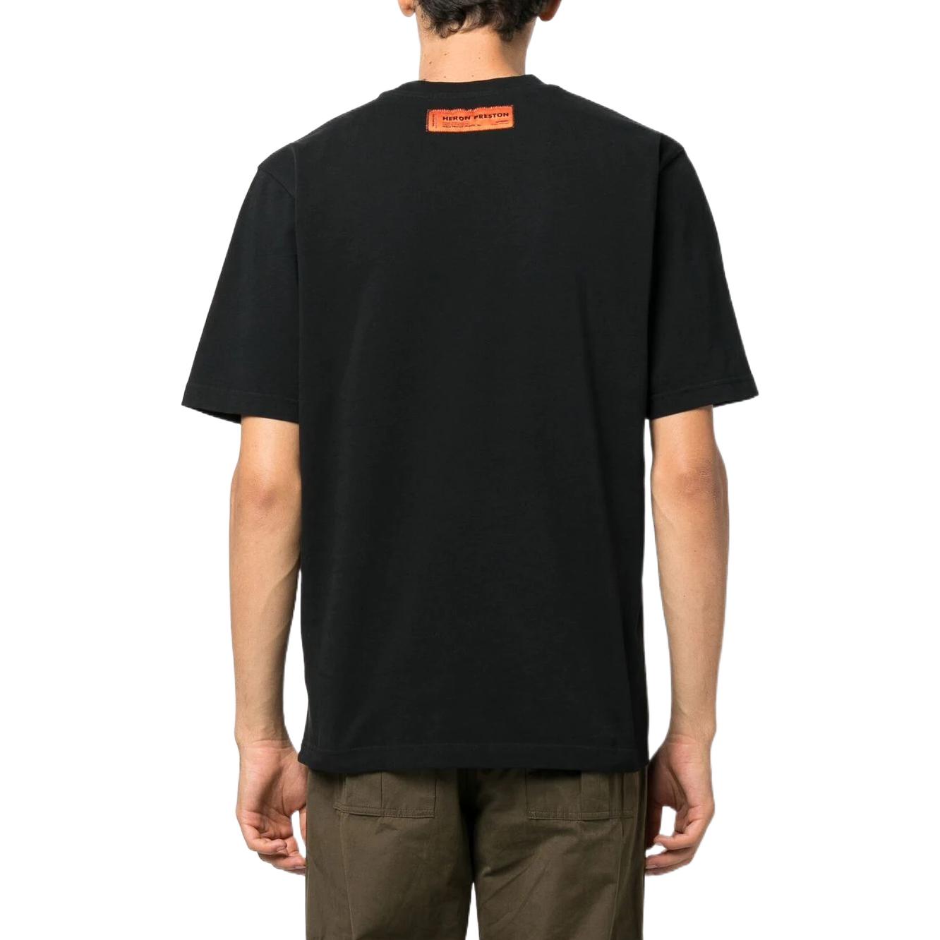 HERON PRESTON Fw22 Logo-Patch Cotton T-shirt 'Black' HMAA034C99JER0011001