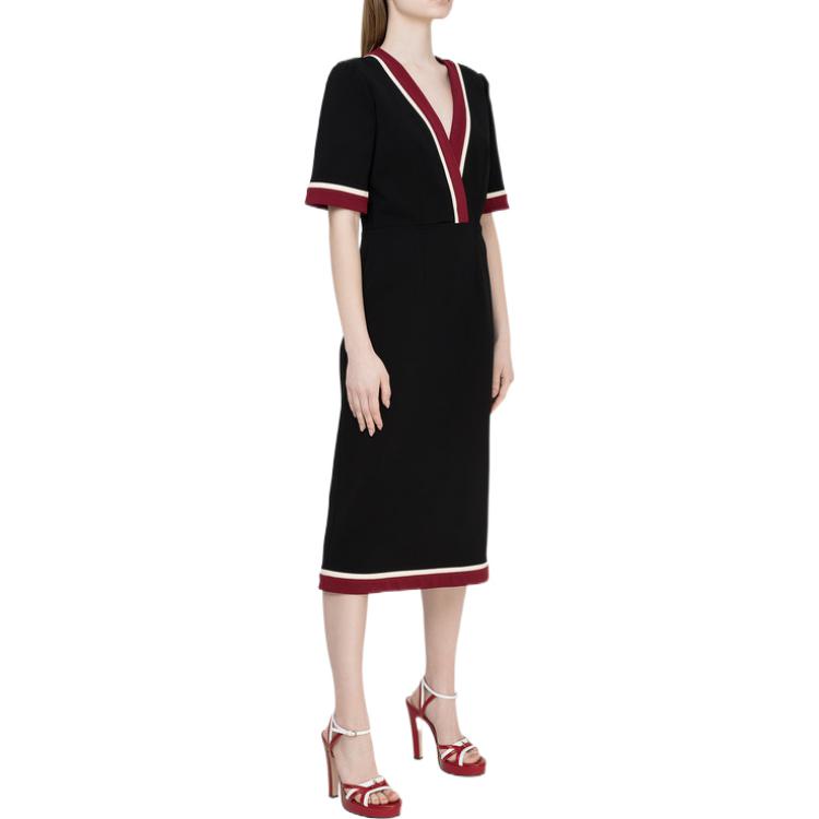 (WMNS) Gucci Stretch Dress With Cape 'Black Red' 605997-XJBY0-1004