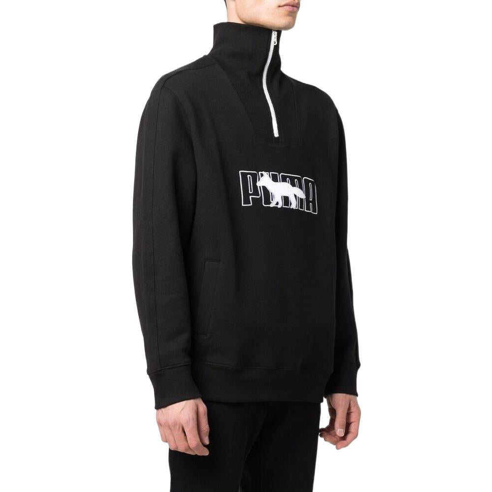 PUMA x Maison Kitsun Half Zip Sweater 'Black White' 532322-01