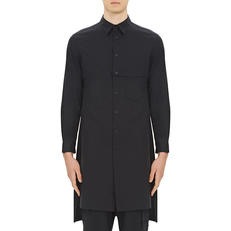 Men's Y-3 Solid Color Casual mid-length Long Sleeves Shirt Black GV4218