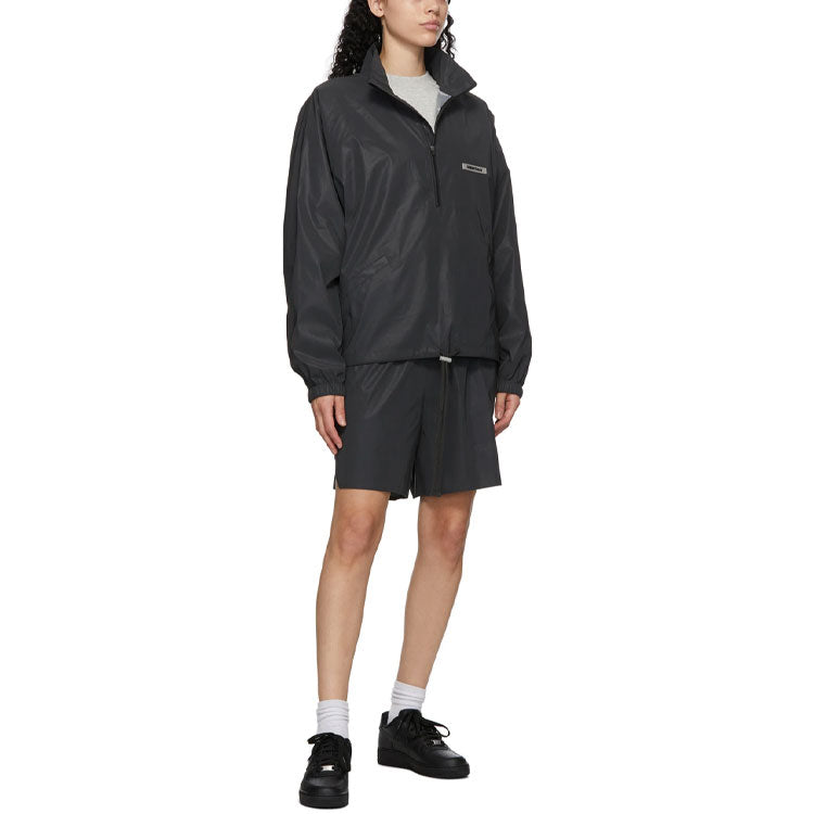 Fear of God Essentials FW20 Reflective Half Zip Track Jacket Black FOG-FW20-215