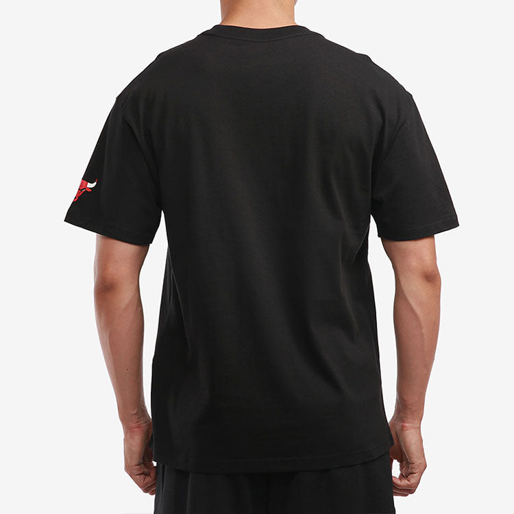 Air Jordan NBA Chicago Bulls Alphabet Printing Basketball Sports Round Neck Short Sleeve Black DA6507-010