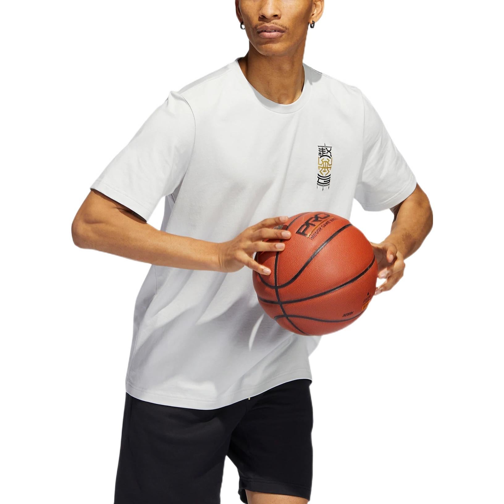 Men's adidas Don 3 King Tee Back Basketball Tactical Board Printing Sports Breathable Short Sleeve Light Grey T-Shirt HI1491