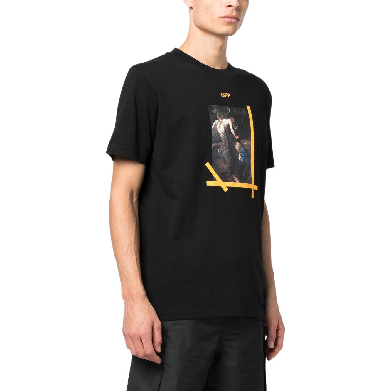 Off-White Caravaggio Printed Cotton T-shirt Black OMAA027C99JER0151001