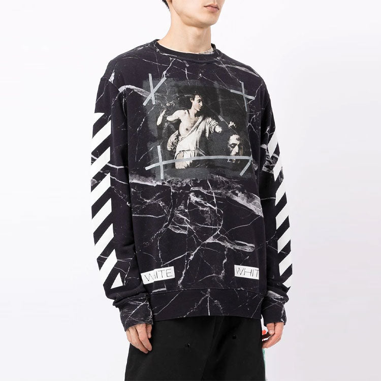 Off-White Marble Pattern Pullover Men Black OMBA003G20FLE0021001