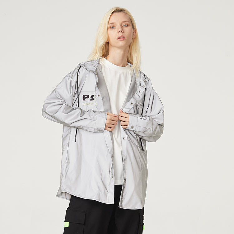 PJs Vigor Surf Laser Reflective Classic Series hooded Windproof Reflective Jacket Unisex Silver Gray 20FWJK20013P