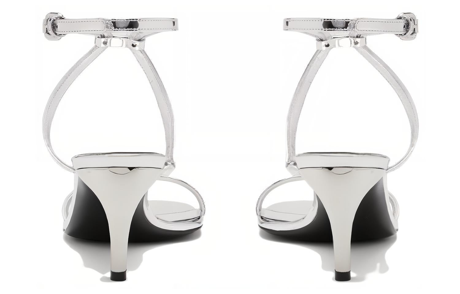 (WMNS) Alexander McQueen Armadillo Metallic Faux-Leather Sandals 'Silver' 781354W4WG18100