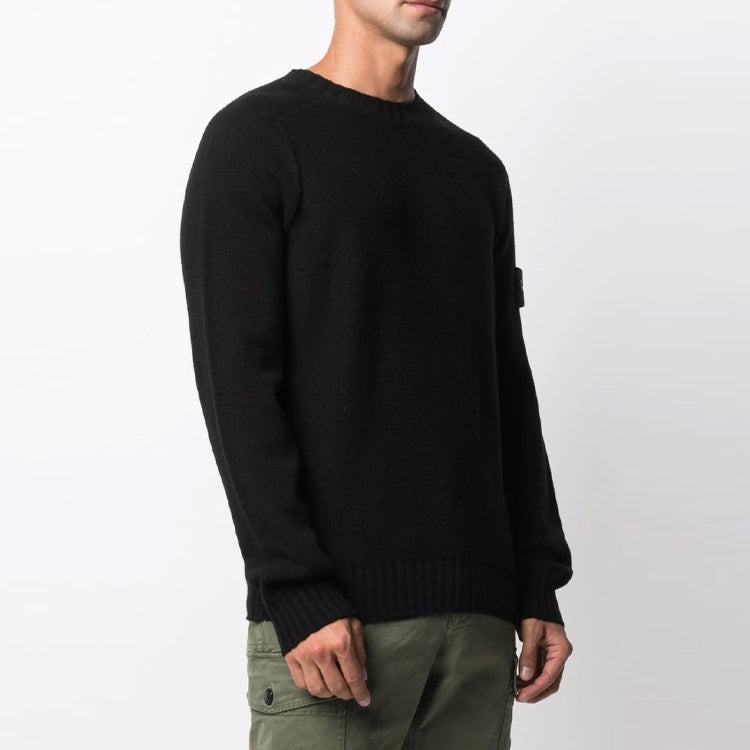 STONE ISLAND Lambswool Crew Knit 'Black' 7515505A3-V0029