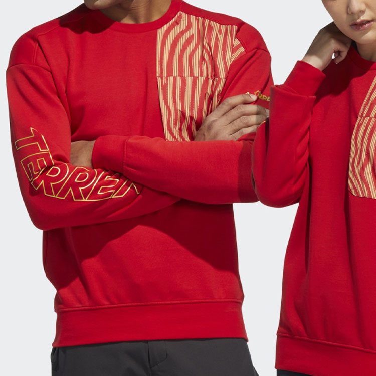 adidas Subject Printing Sports Pullover Long Sleeves Couple Style Red HE7323